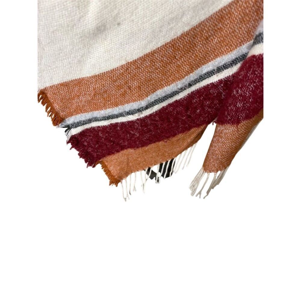 3/$15 Ana Women's Striped Poncho Gray & Orange Fringe One Size - Picture 3 of 8